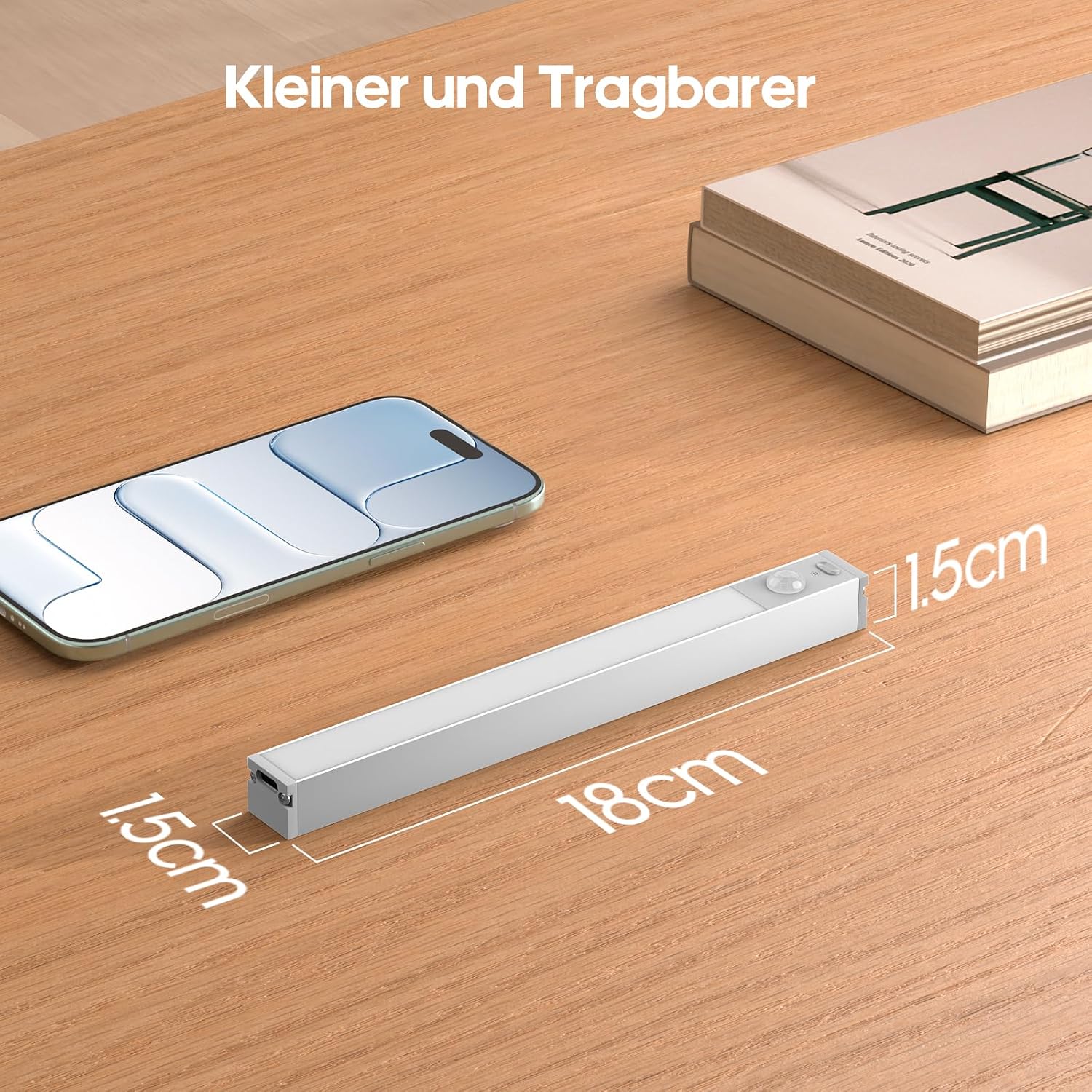 Detalle de GOODEA 18 cm Slim Bright LED Schrankbeleuchtung mit Bewegungsmelder (3er-Set, dimmbar)
