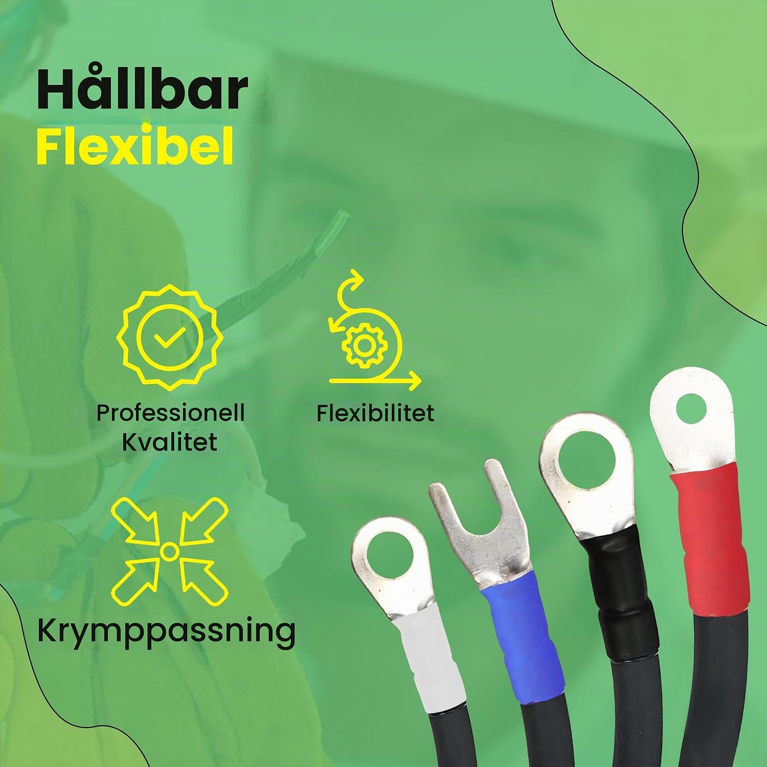 Detalle de Offgridtec krympslang med lim, 10 m, 4,8–2,4 mm, dubbelväggig, blå