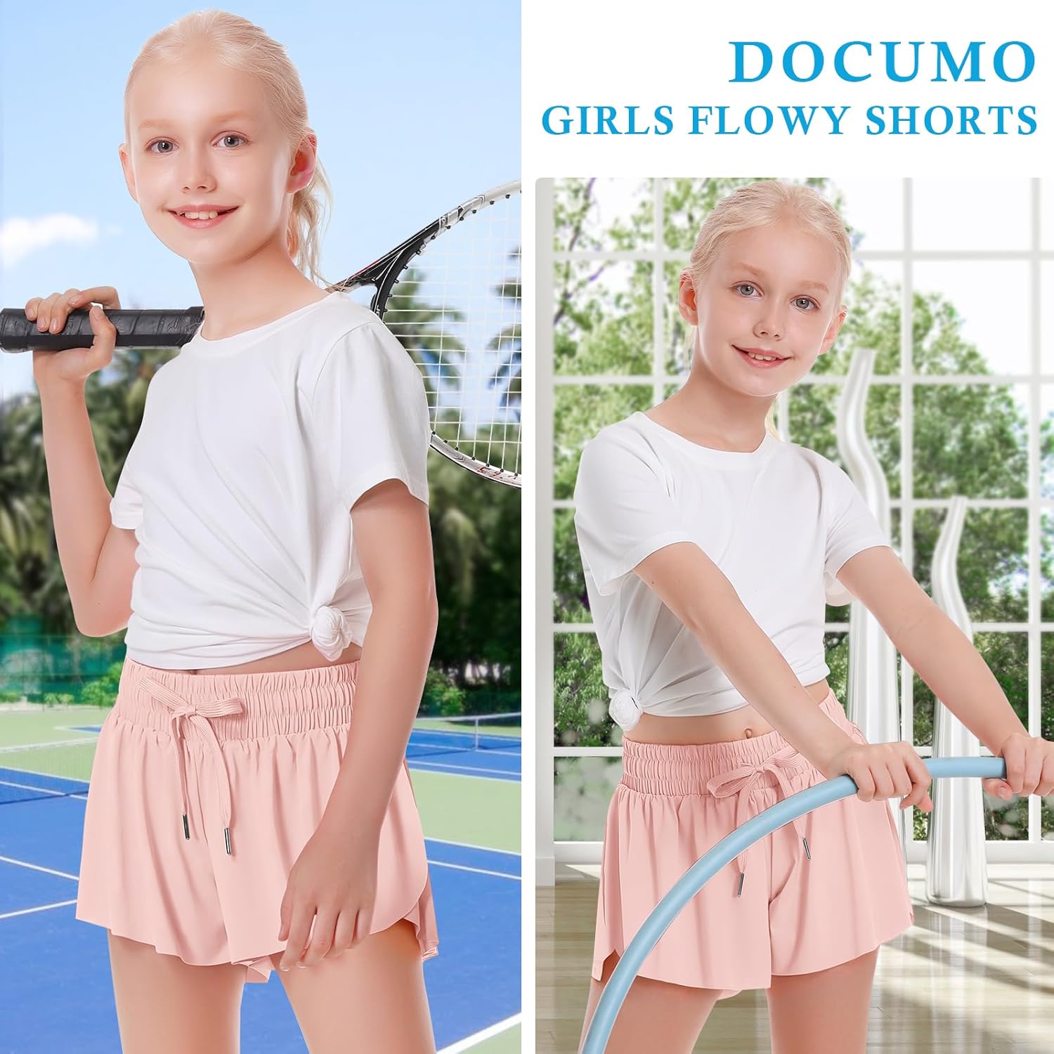 Thumbnail 3 de Girls Butterfly Flowy Shorts with Pocket - 2-in-1 Athletic Running Shorts for Girls