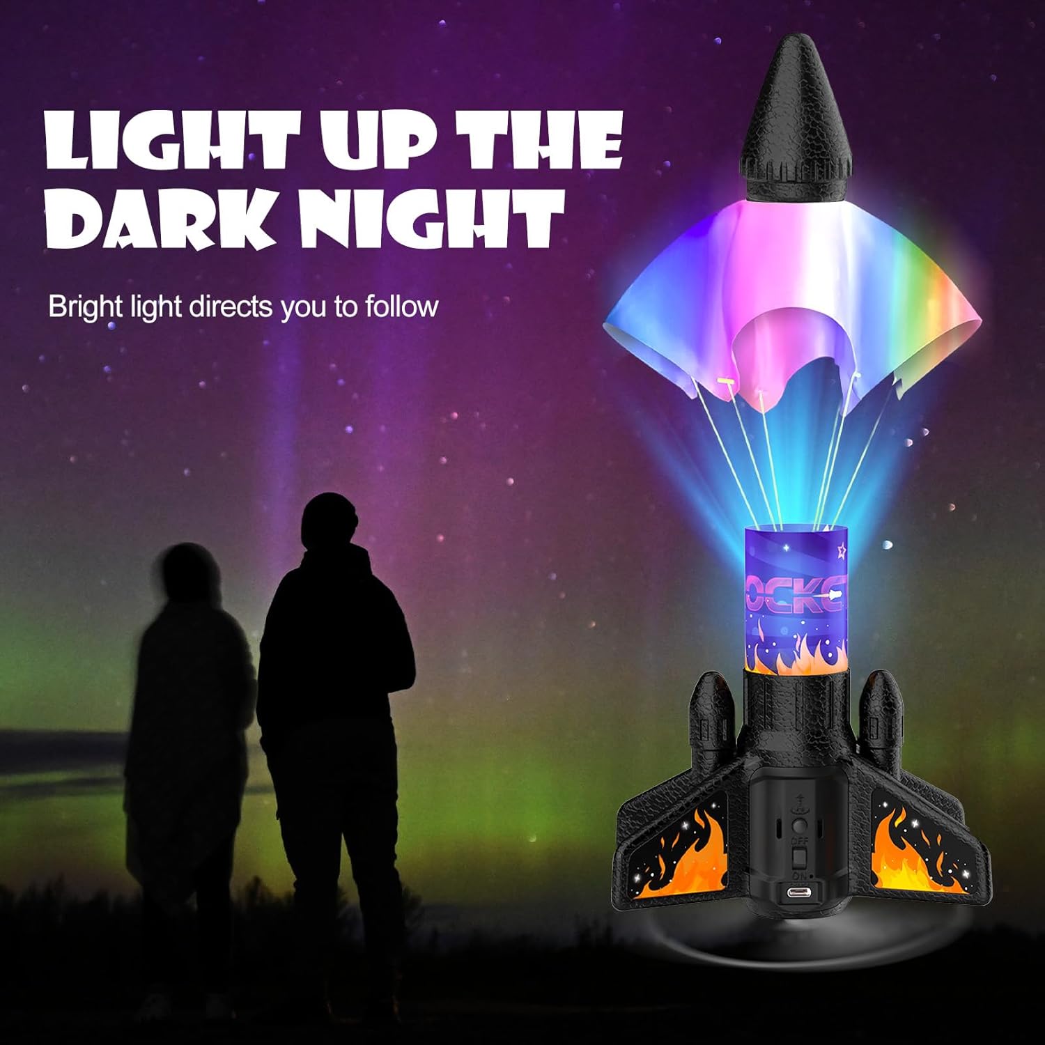 Thumbnail 3 de Ovaasy Rocket Launcher for Kids (Orange) — 200 ft self-launching motorized rocket with LED and safety parachute