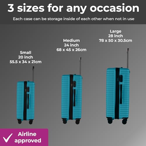 Thumbnail 2 de Neo 3 Piece Hard Shell Luggage Set (20", 24", 28") – ABS Lightweight, 360° Wheels, Electric Blue