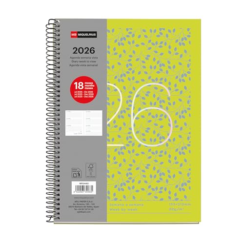 Detalle de Miquelrius Agenda 2026 A5+ — Planificador semanal 18 meses
