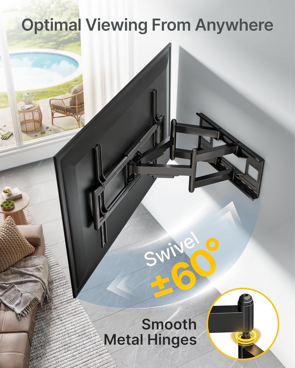 Thumbnail 3 de monTEK Heavy Duty Full Motion TV Wall Mount (43–98 Inch) — 265 lbs Capacity, 27.7" Extension, Max VESA 800x400mm