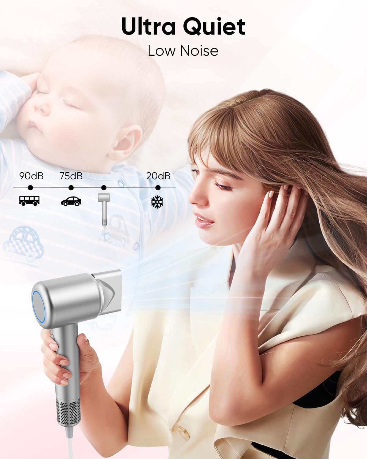 Detalle 2 de ANIEKIN High-Speed Ionic Hair Dryer with Brushless Motor and Magnetic Diffuser