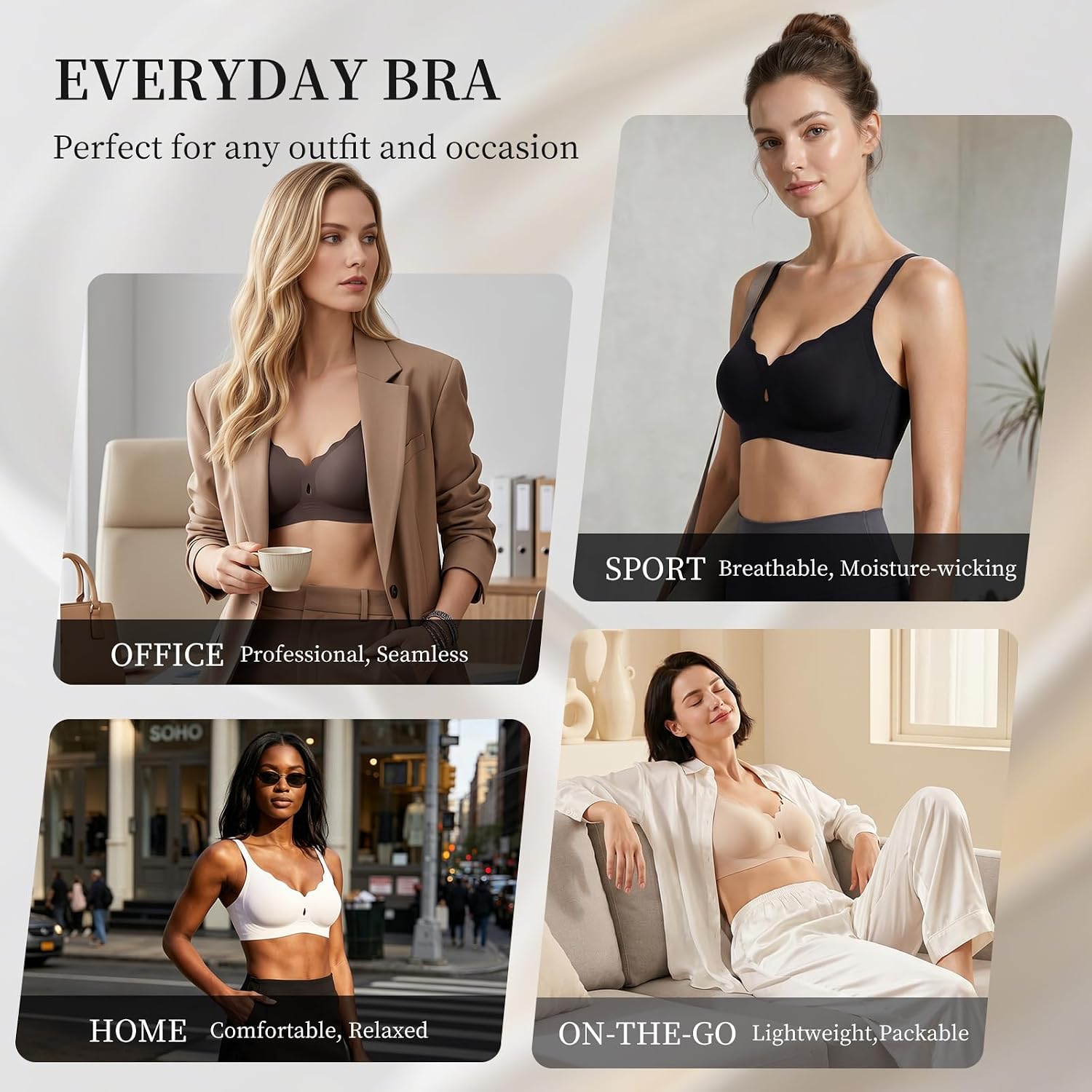 Detalle de UIMERO Jelly Wireless Bra, Seamless Wave-Neck T-Shirt Style