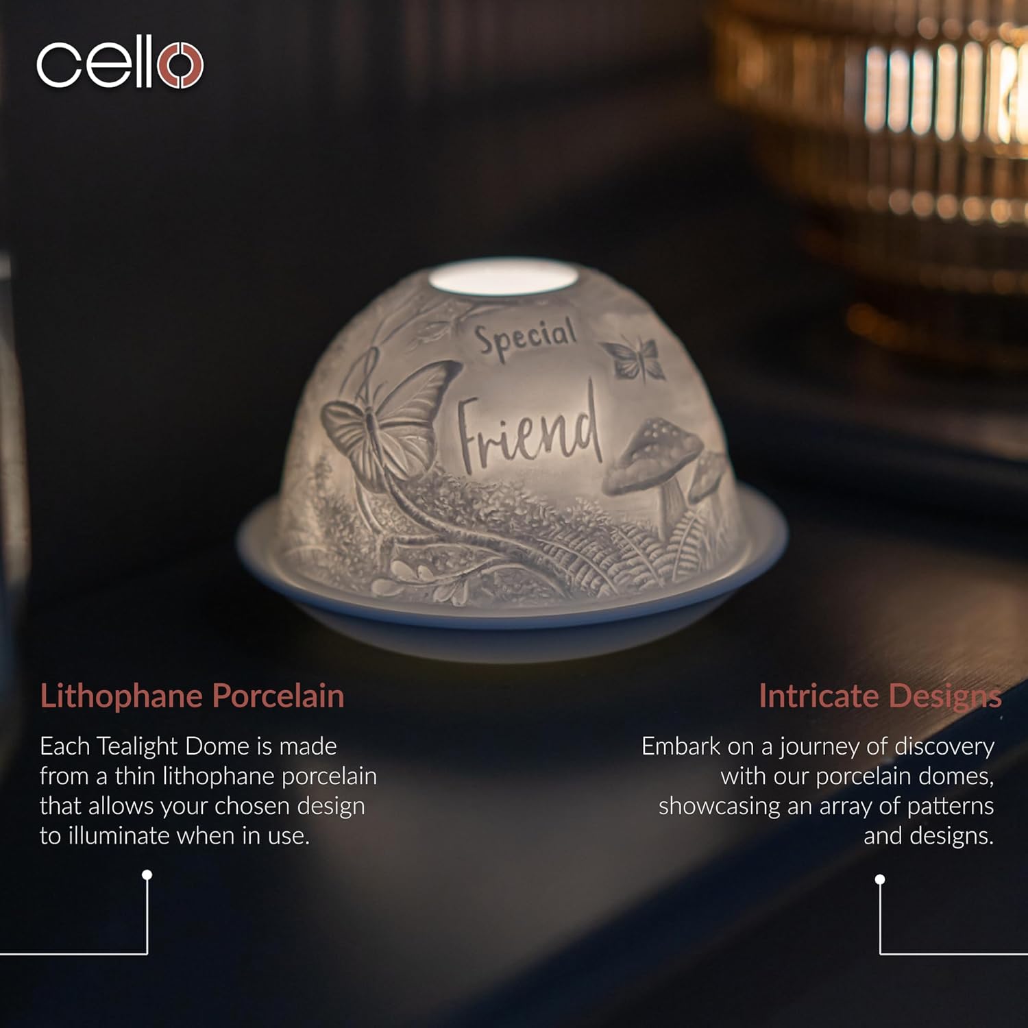 Thumbnail 1 de Cello Special Friend Woodland – Porzellan-Kerzenhalter mit Liebesbotschaft und Lithophan