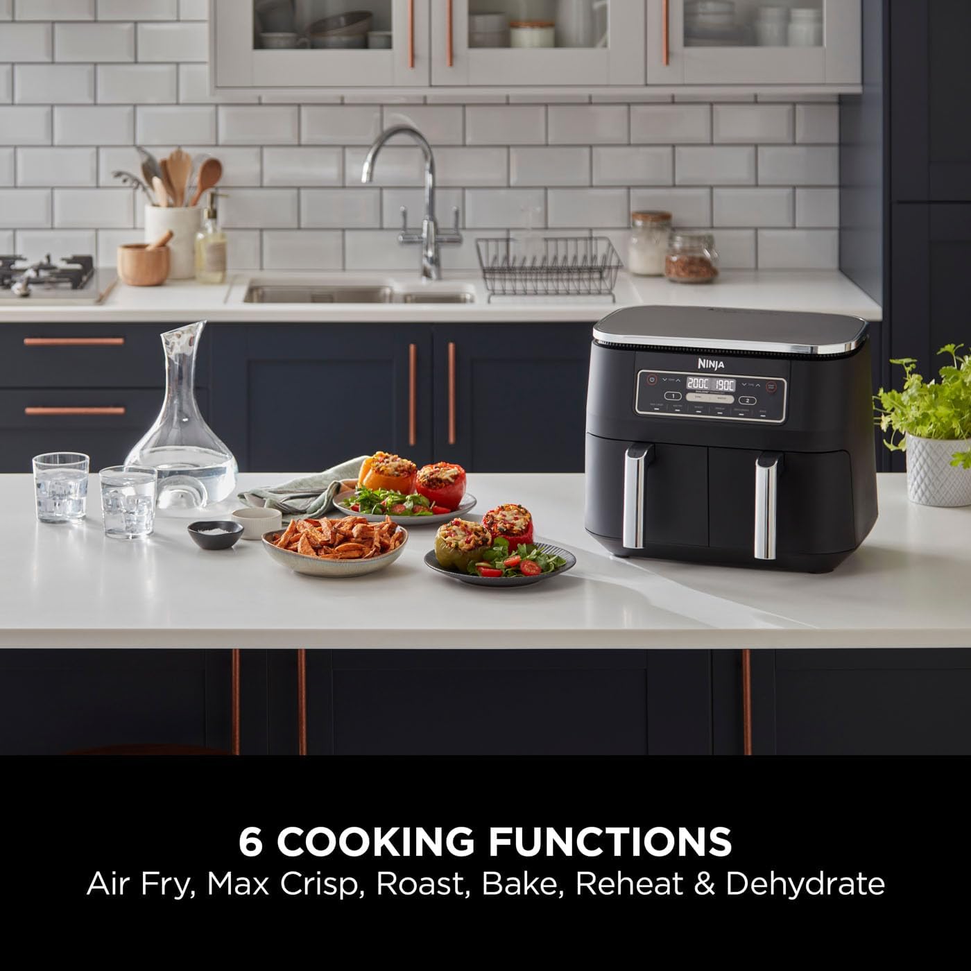 Detalle de Ninja AF300UK dual zone air fryer 7.6L