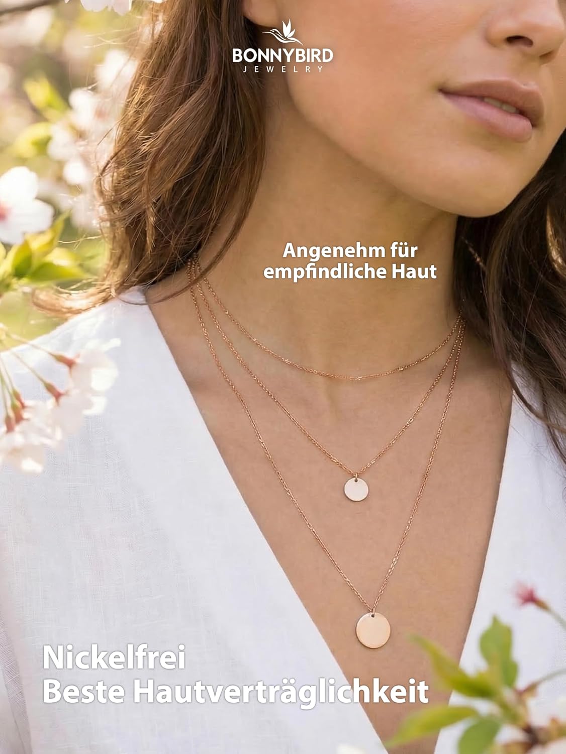 Detalle 2 de BONNYBIRD Wasserfestes Edelstahl Ketten Set Damen – BonnySydney in Silber, Gold & Roségold