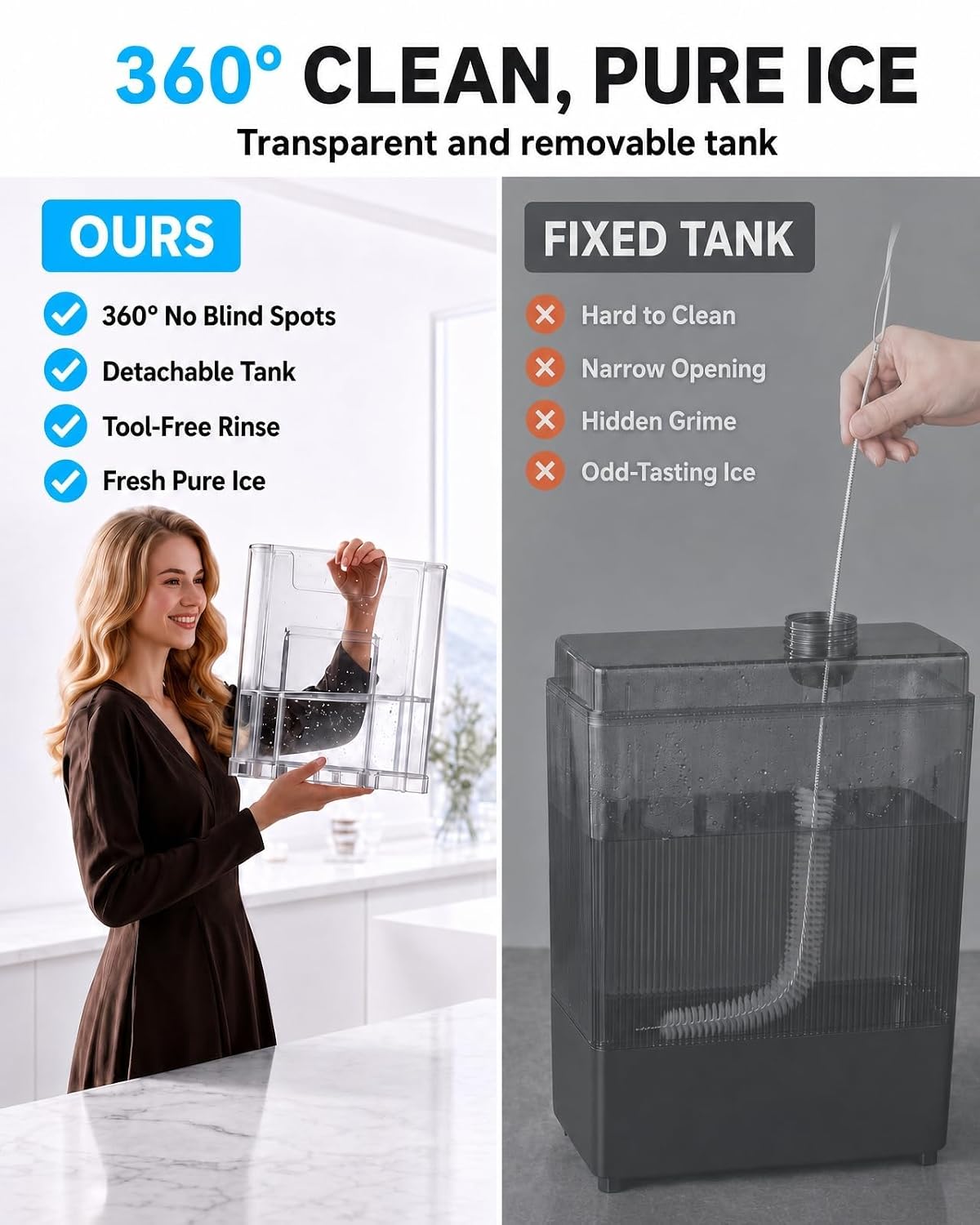 Detalle 1 de Silonn Nugget Ice Maker with 3L Tank