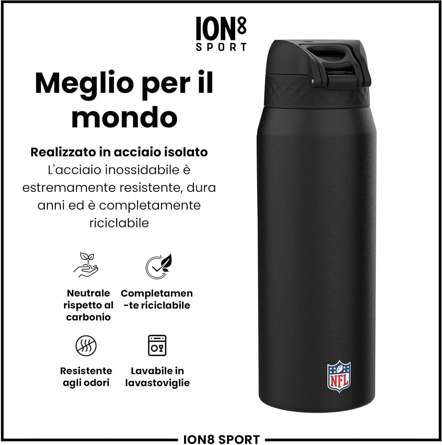 Thumbnail 4 de Ion8 NFL Borraccia 750 ml – a prova di perdite, facile da aprire e lavabile in lavastoviglie