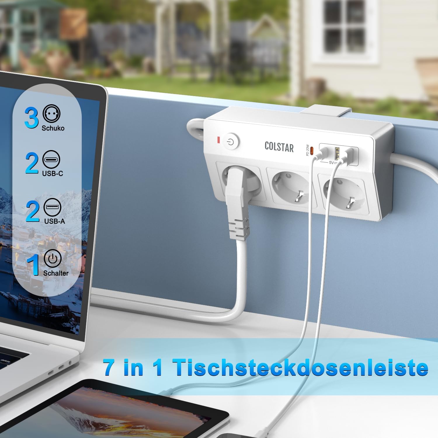 Detalle 2 de COLSTAR Steckdosenleiste am Schreibtisch