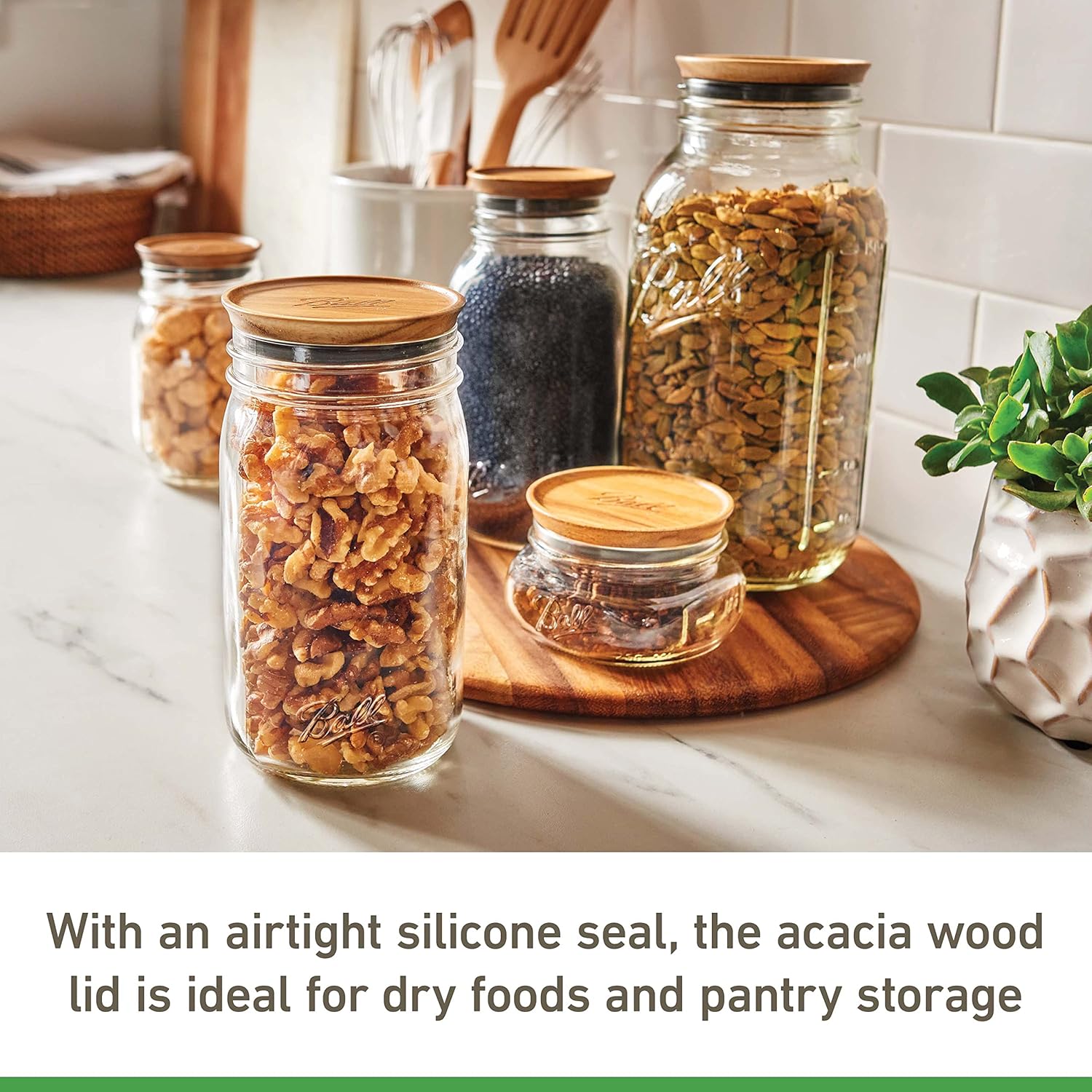 Detalle de Ball Wood-Lid Wide-Mouth Jar Caps (Pack of 5) for Ball Jars