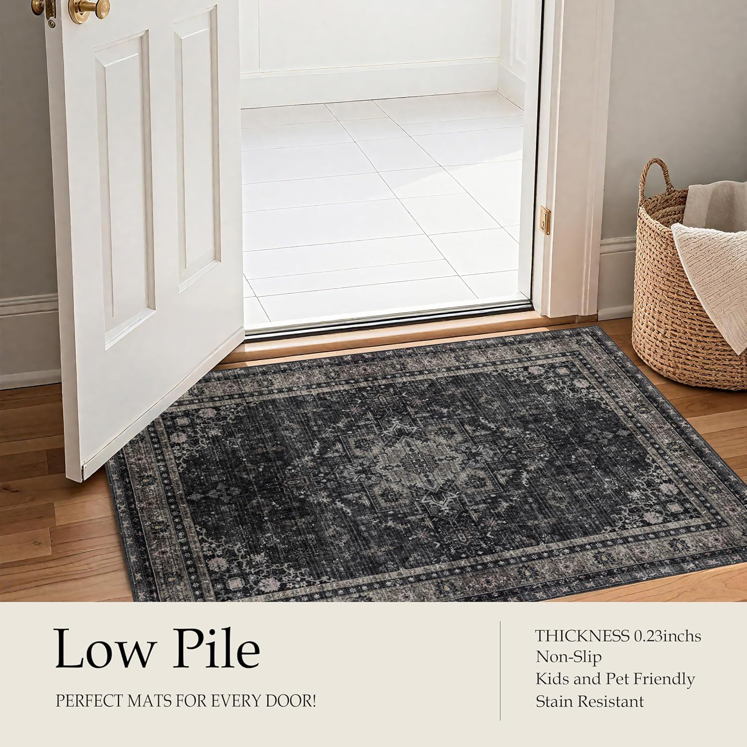 Thumbnail 1 de Ruaruarug 8x10 Area Rug — Black & Gray, Ultra-Soft, Non-Slip & Washable