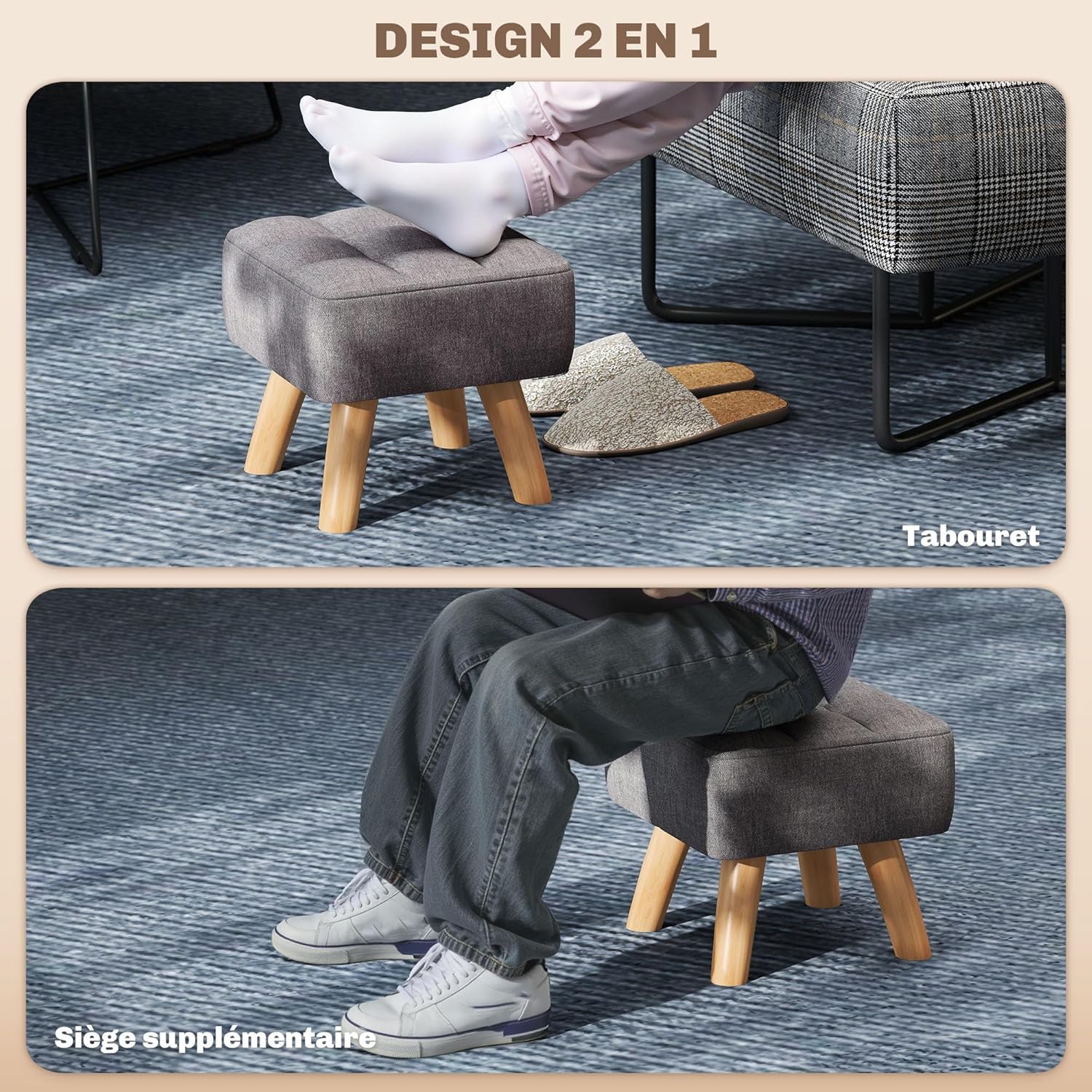 Detalle 2 de HOMCOM repose-pieds 27 x 27 x 26 cm