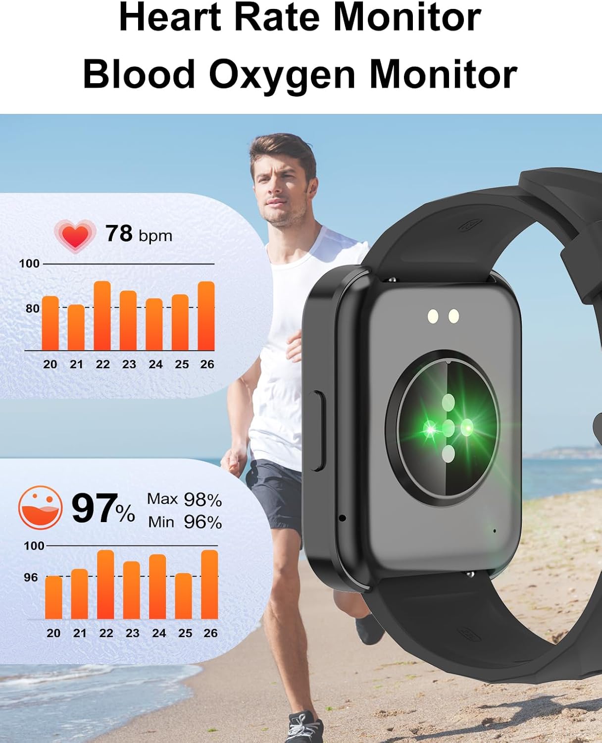 Detalle 2 de Dakofied Smartwatch chiamate Bluetooth cardiofrequenzimetro IP68