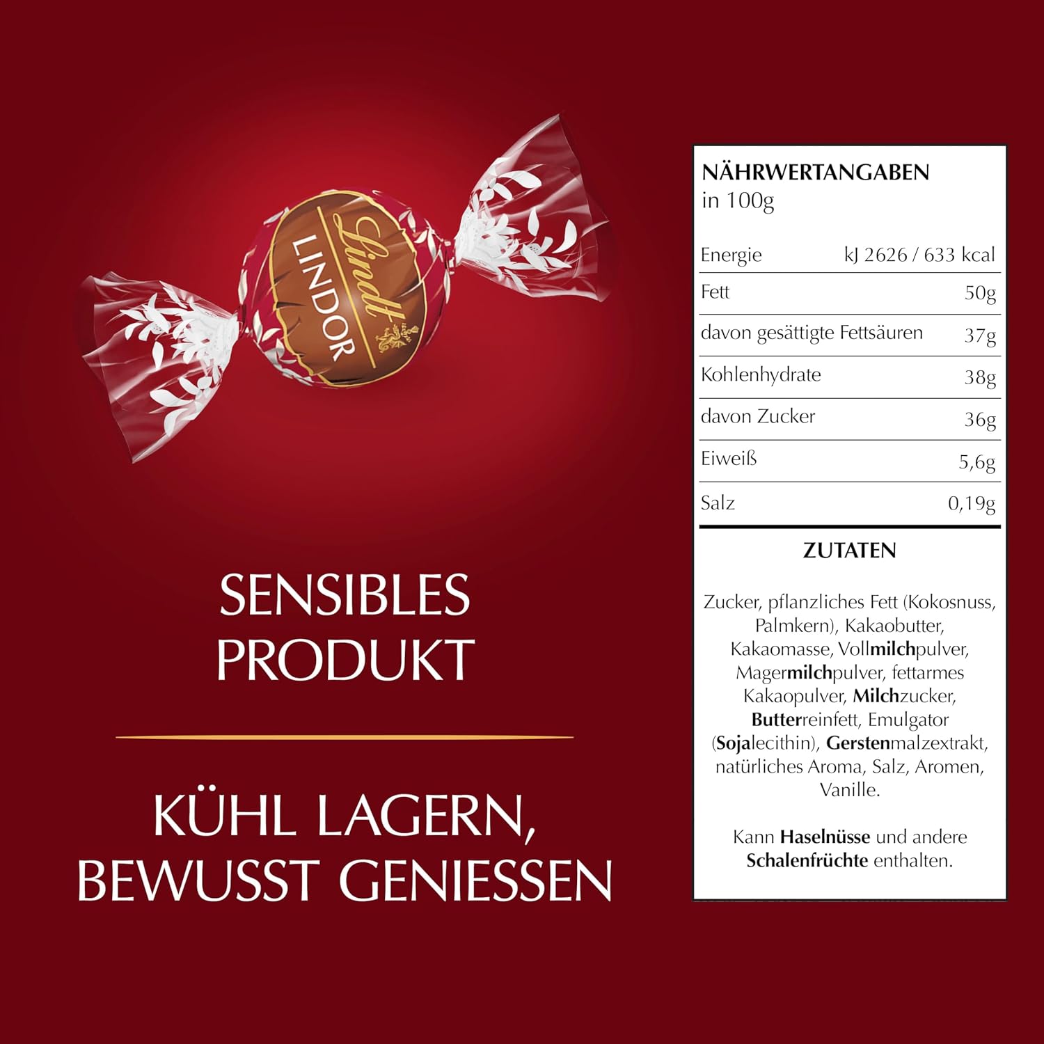 Detalle 2 de Lindt LINDOR Double Chocolate 1 kg Beutel 🍫