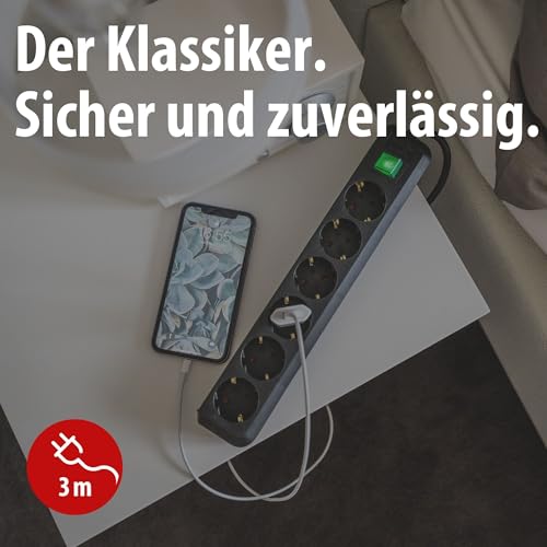 Detalle 2 de Brennenstuhl Eco-Line 6-fach Steckdosenleiste mit 3 m Kabel und beleuchtetem Schalter