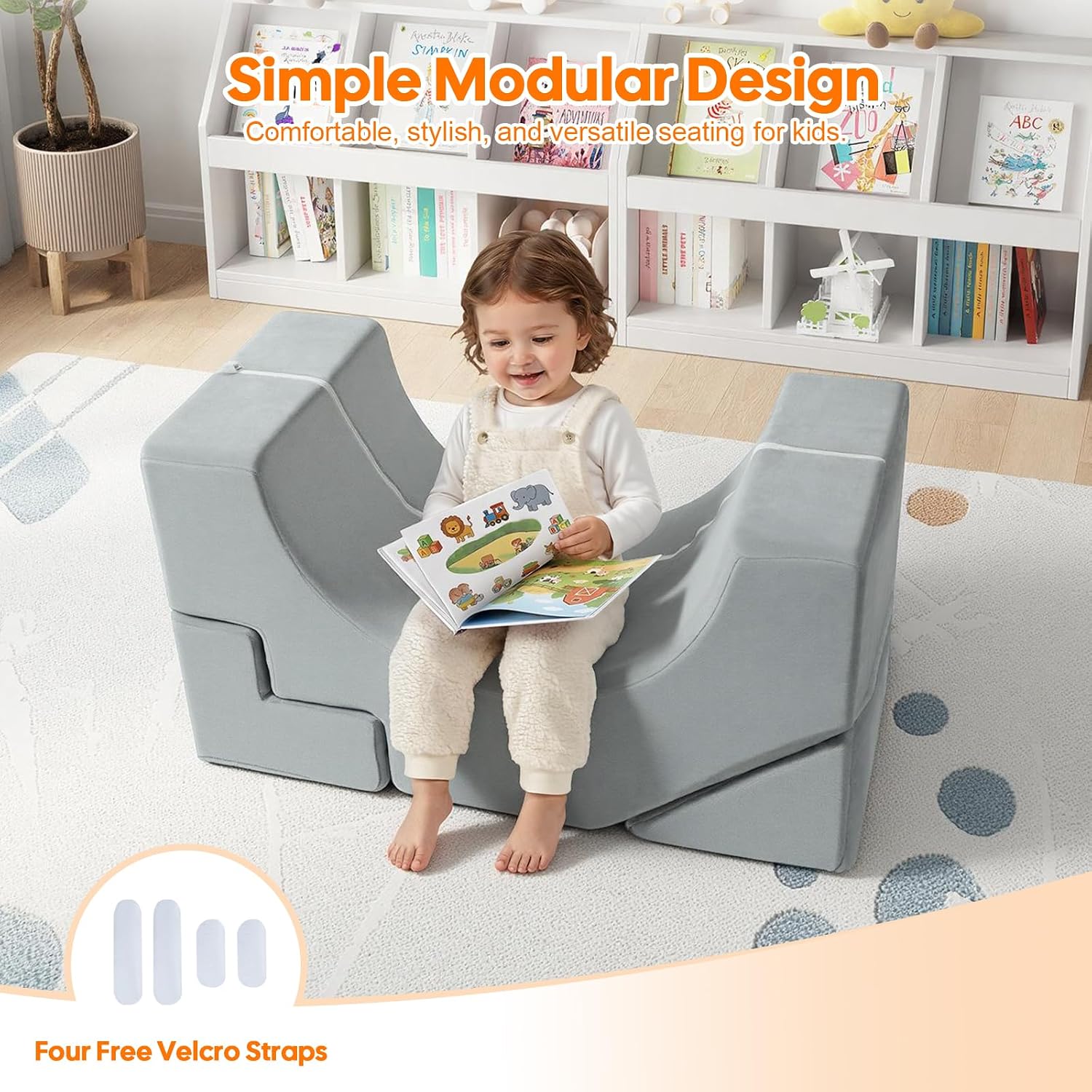 Thumbnail 6 de MeMoreCool Kids Foam Play Couch, Gray
