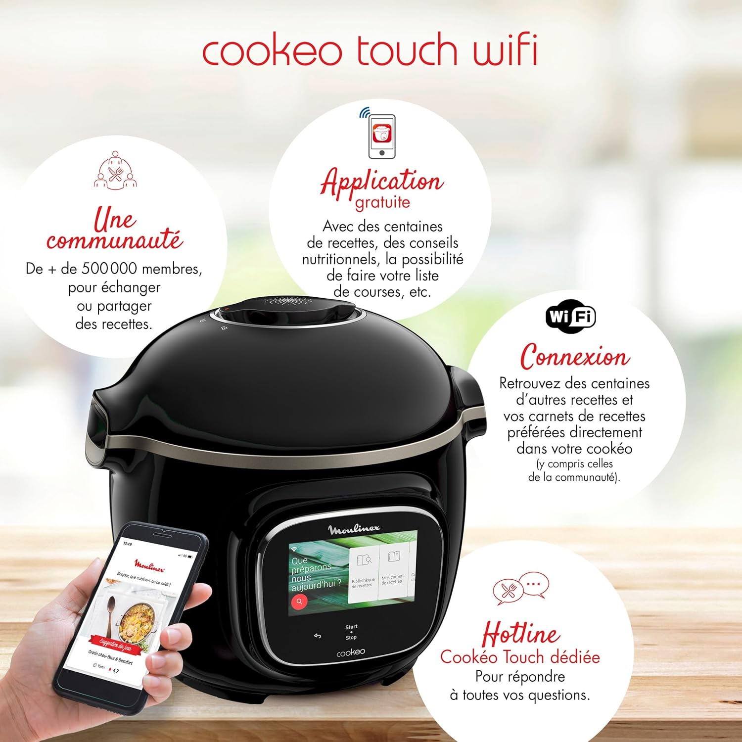 Thumbnail 3 de Moulinex Cookeo Touch Wifi Multicuiseur intelligent – Cuve 6 L, haute pression, 250 recettes intégrées