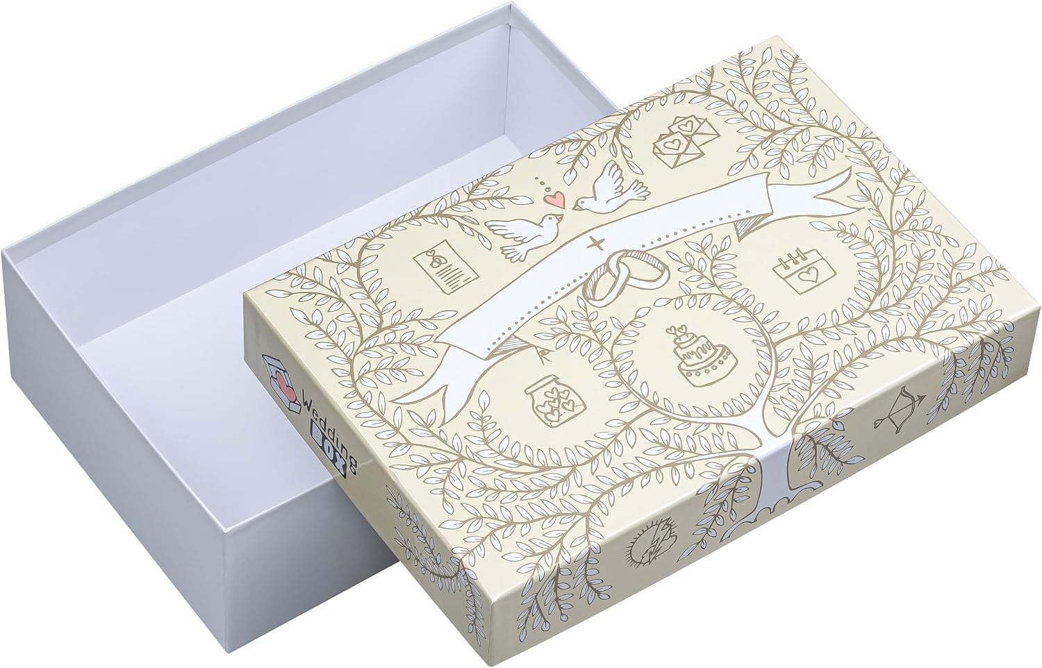 Detalle de FALKEN StoryBox WEDDING: Scatola regalo in cartone laminato, 24×36 cm, 12 cm di altezza, DIN A4+, Made in Germany