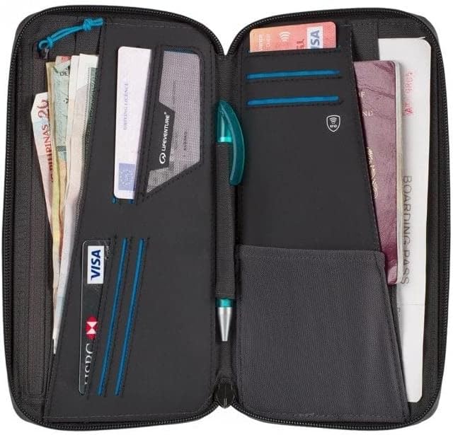 Detalle 2 de Lifeventure RFID Protected Large Travel Wallet – Zip Bifold with Passport Holder (Grey)