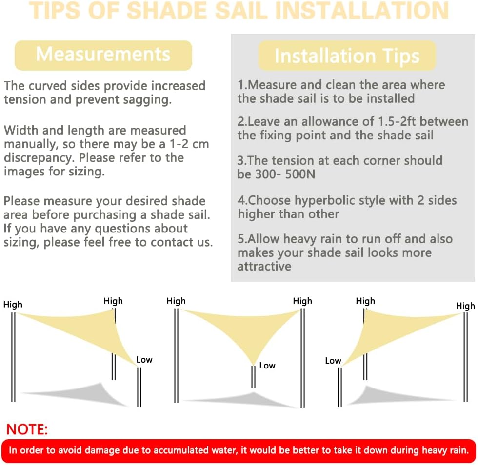 Detalle de OFFCUP Sun Shade Sail 2x2x2m (160gsm) waterproof triangular canopy with 90% UV block and rope – Beige