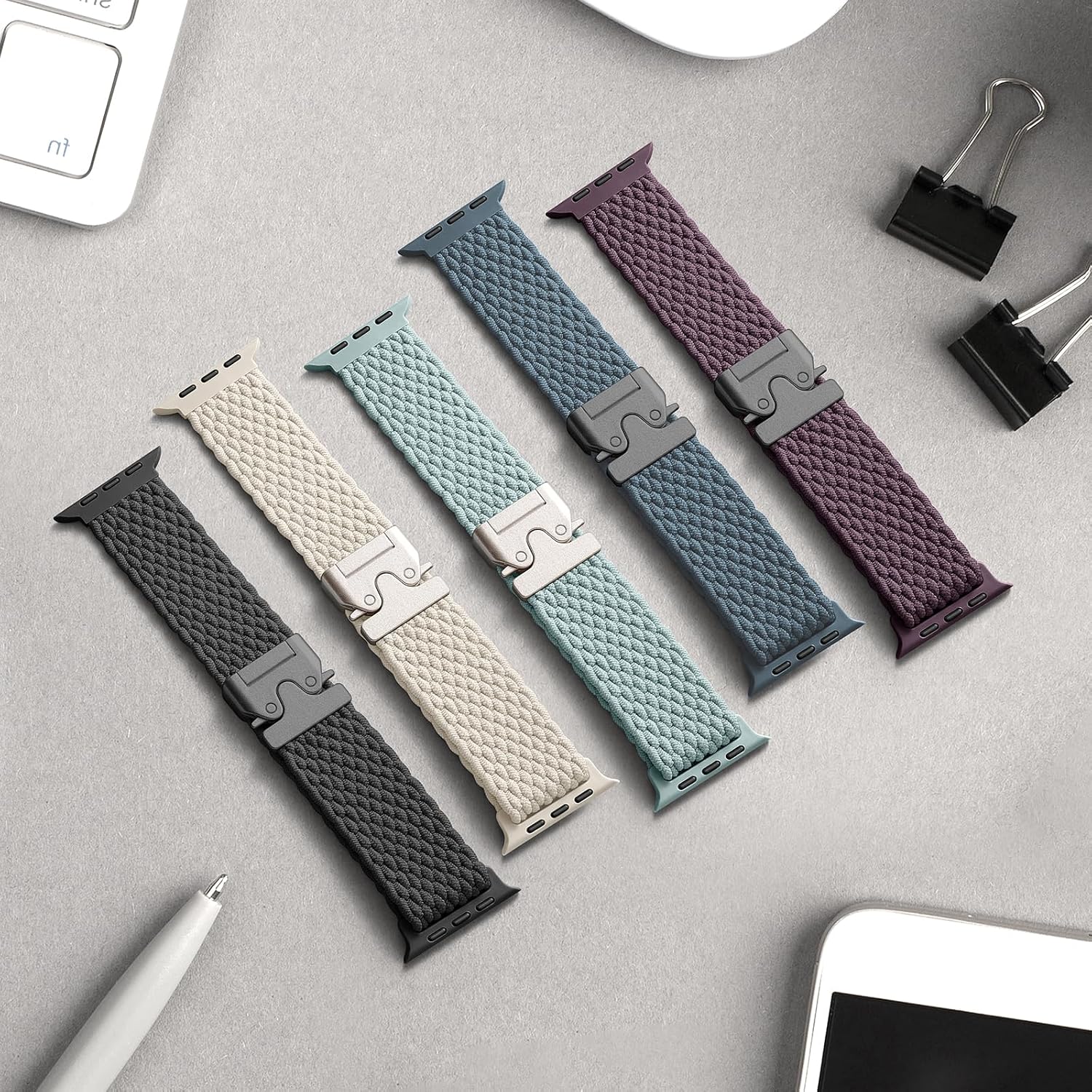 Detalle de YuiYuKa geflochtenes Nylon-Armband für Apple Watch Ultra/2 und Serie 10–1 (49/46/45/44/42/41/40/38 mm)