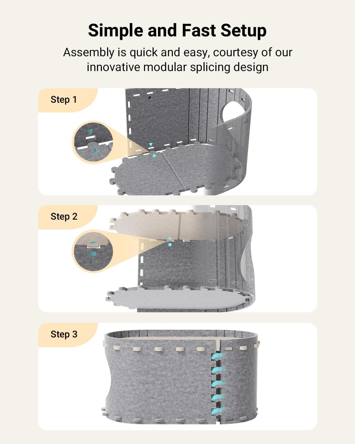 Thumbnail 6 de DownyPaws Cat Cave Bed, Light Gray