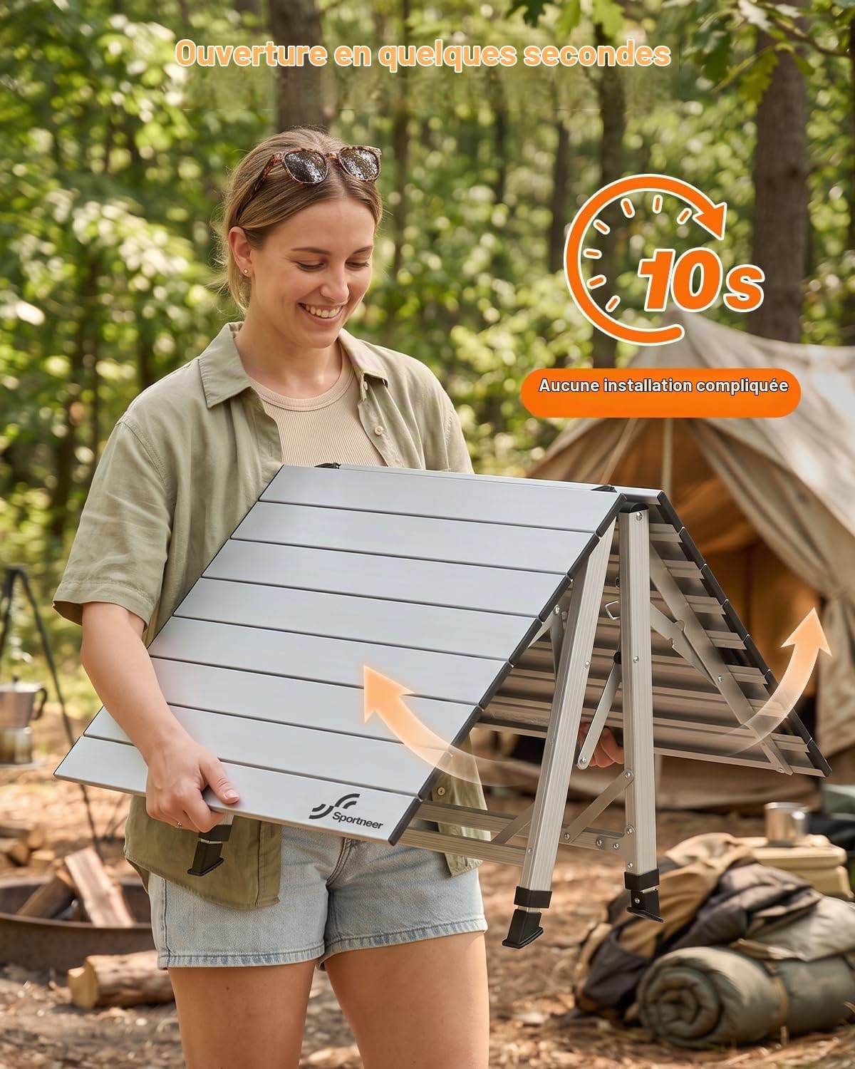 Thumbnail 2 de Sportneer Y21-80602-77-TSEU opvouwbare campingtafel 90 x 60 cm in aluminium