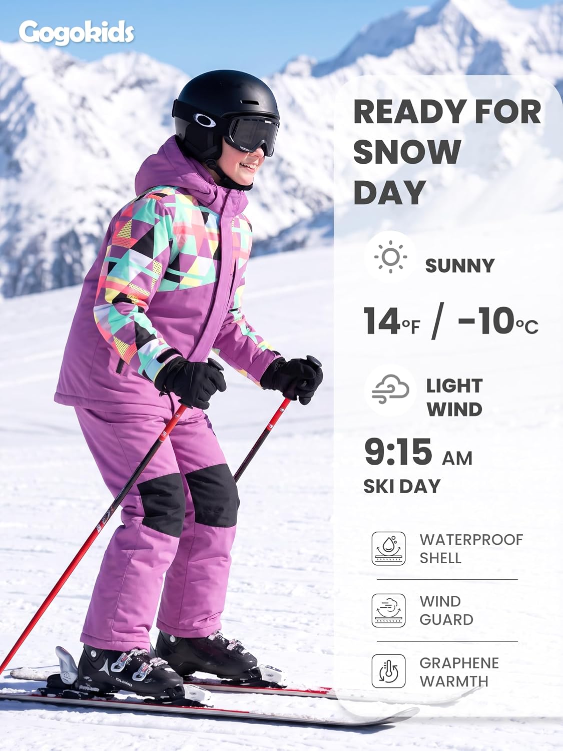 Thumbnail 4 de Gogokids 2-Piece Kids Snowsuit, Waterproof, Graphene-Lined, Detachable Hood, 5-14Y