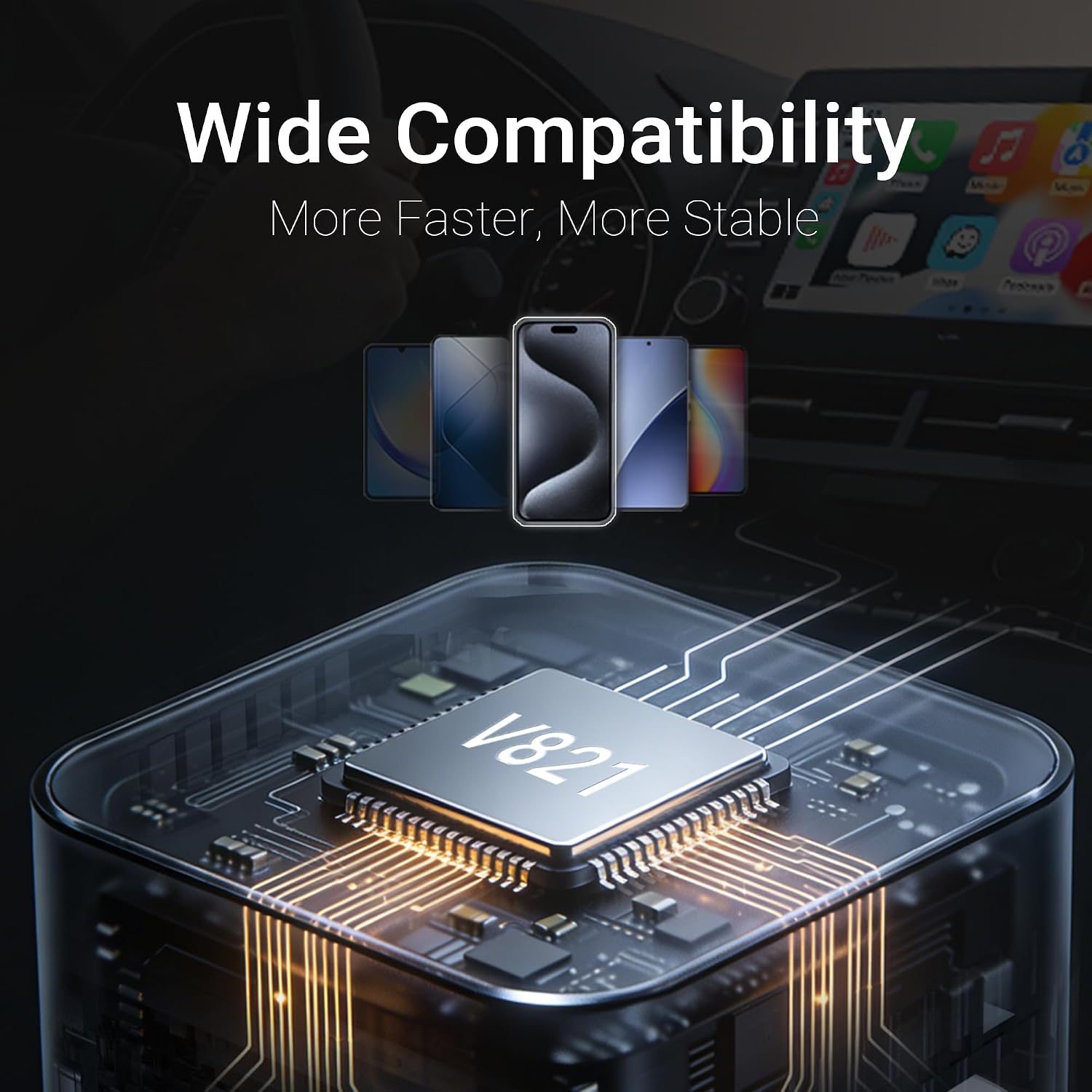 Detalle 2 de MINIX CA525: Adaptateur CarPlay sans Fil 2-en-1 — CarPlay & Android Auto sans Fil en USB-C/USB-A