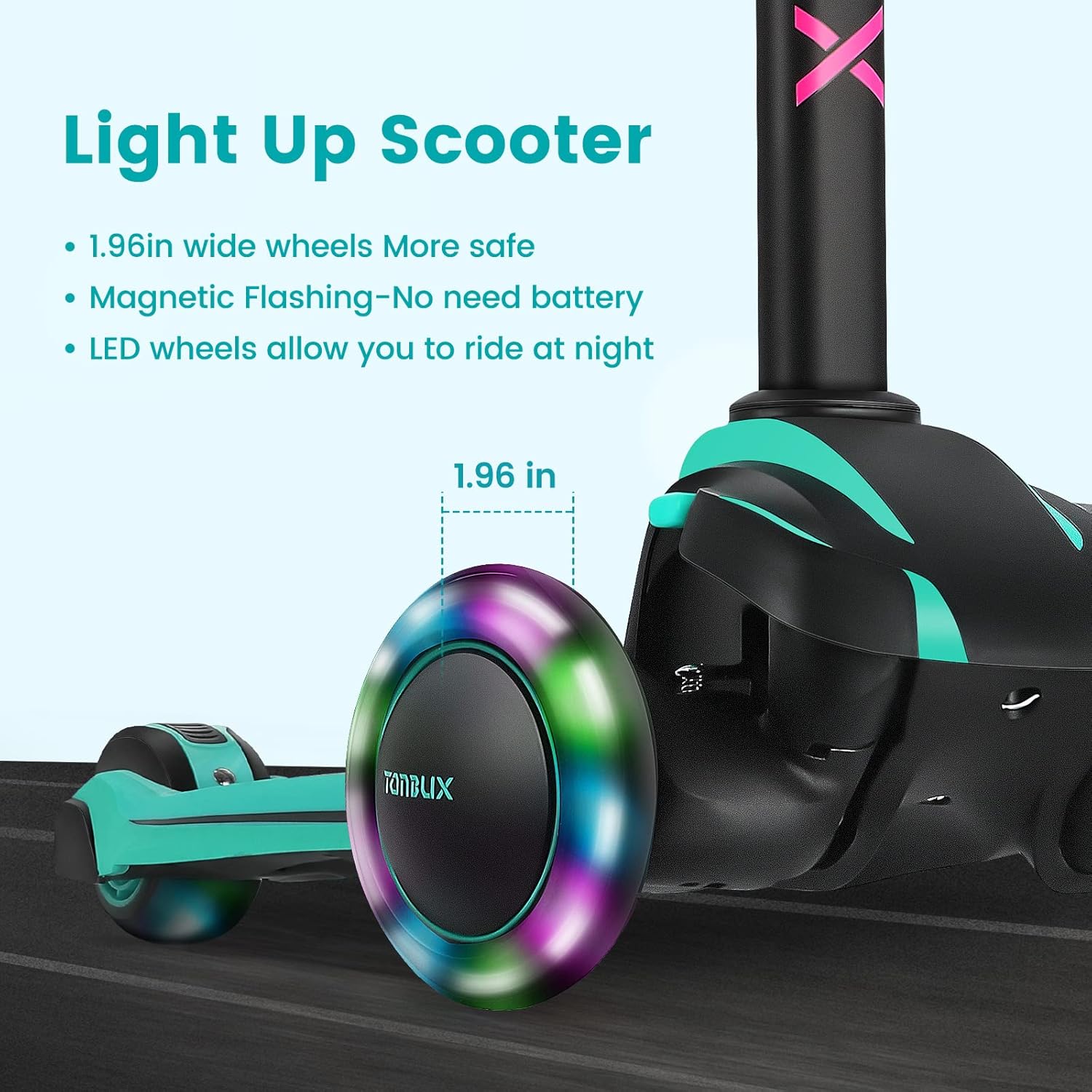 Thumbnail 2 de TONBUX Kids Scooter (Ages 3–12) with 4 Adjustable Heights, Light-Up 3 Wheels
