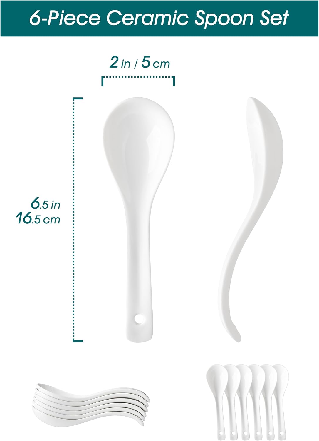 Thumbnail 1 de vancasso Ceramic Soup Spoons, 6.5-Inch