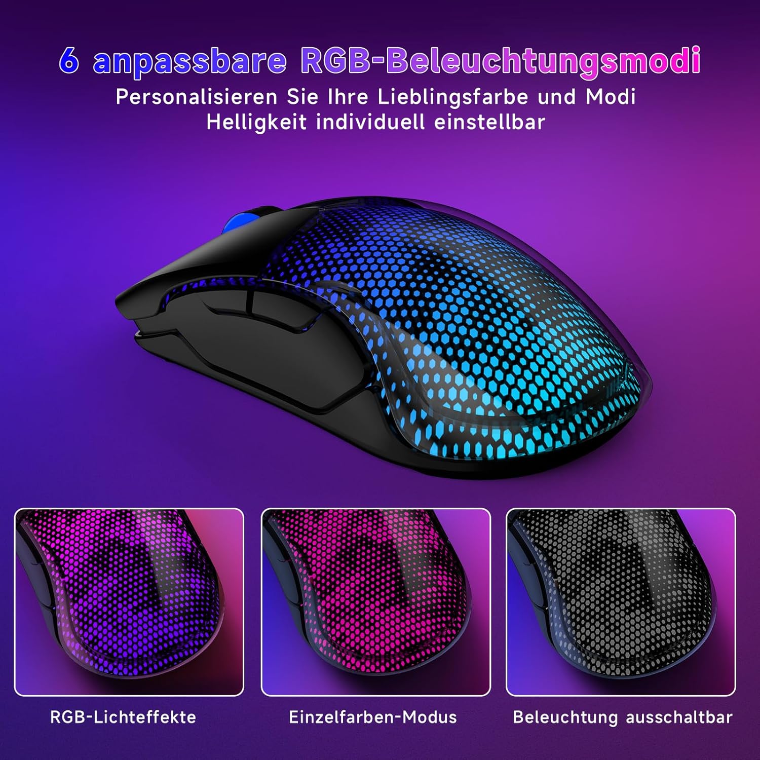 Thumbnail 5 de Gaming Maus Kabellos – 12K DPI, Bluetooth 5.3, 86 g, RGB, 6 Tasten