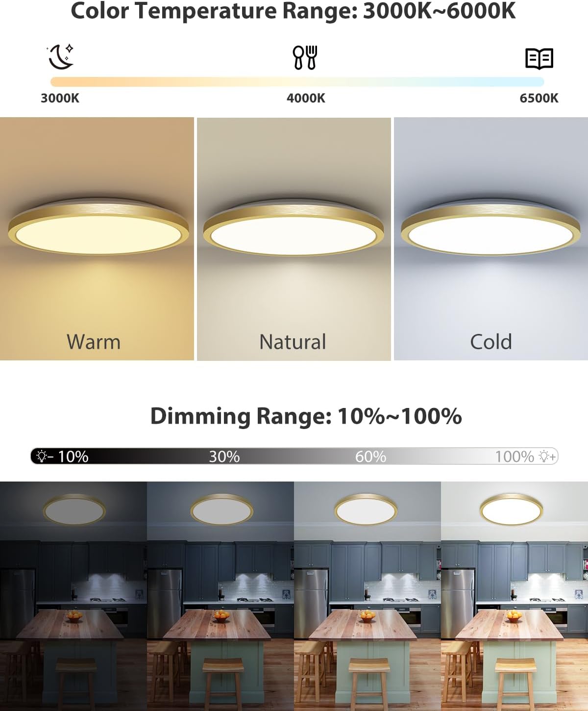 Thumbnail 2 de zemty LED Deckenleuchte dimmbar mit RGB-Farbwechsel und Fernbedienung (IP54, 24W, 3200 lm, 30 cm) für Bad & mehr