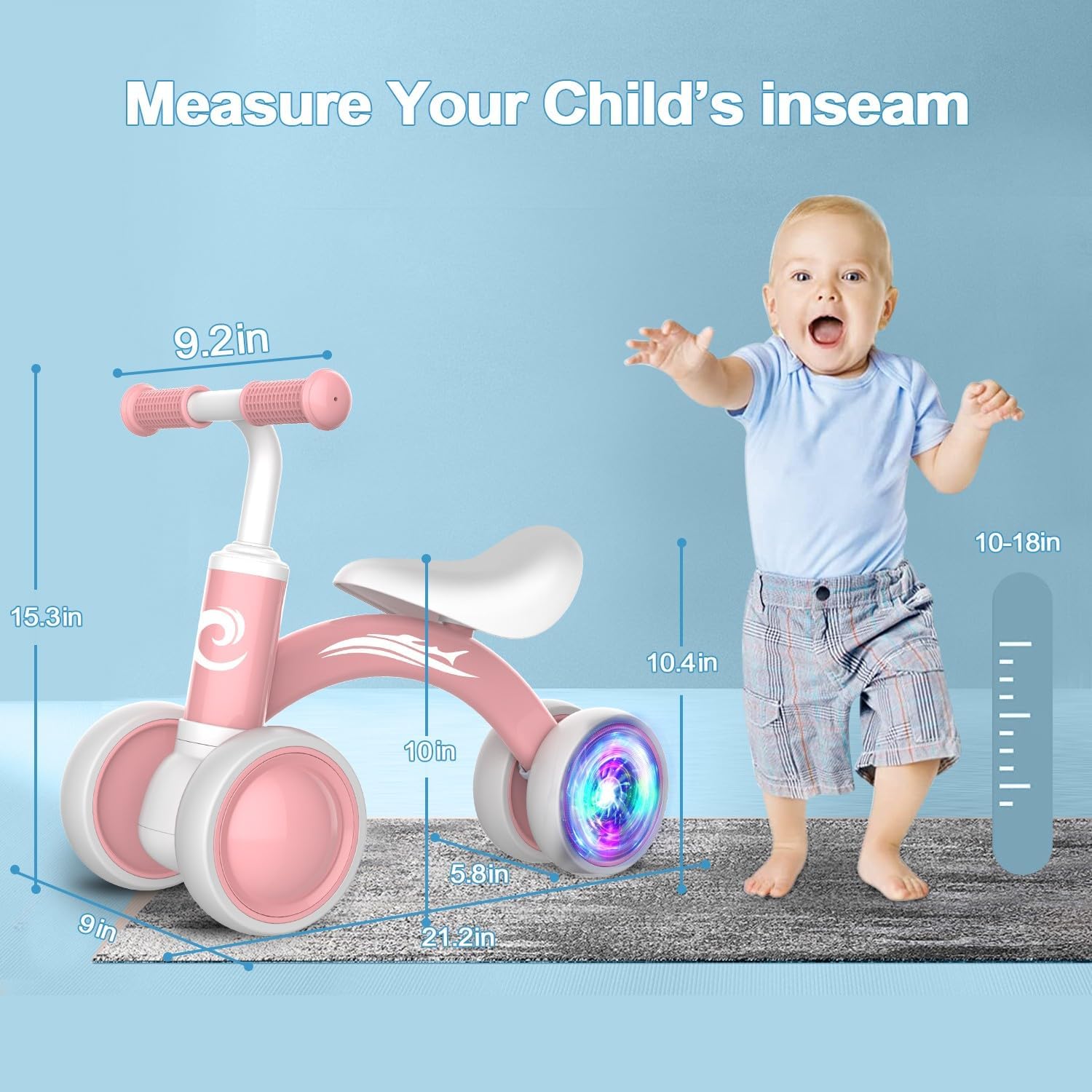 Detalle 2 de Colorful Lighting Balance Bike for 1 Year Old