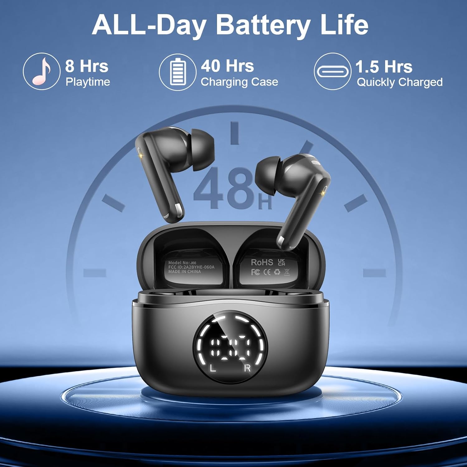 Detalle de 2026 Wireless Earbuds (Bluetooth 5.4) with ENC noise cancelling and IP7 waterproof