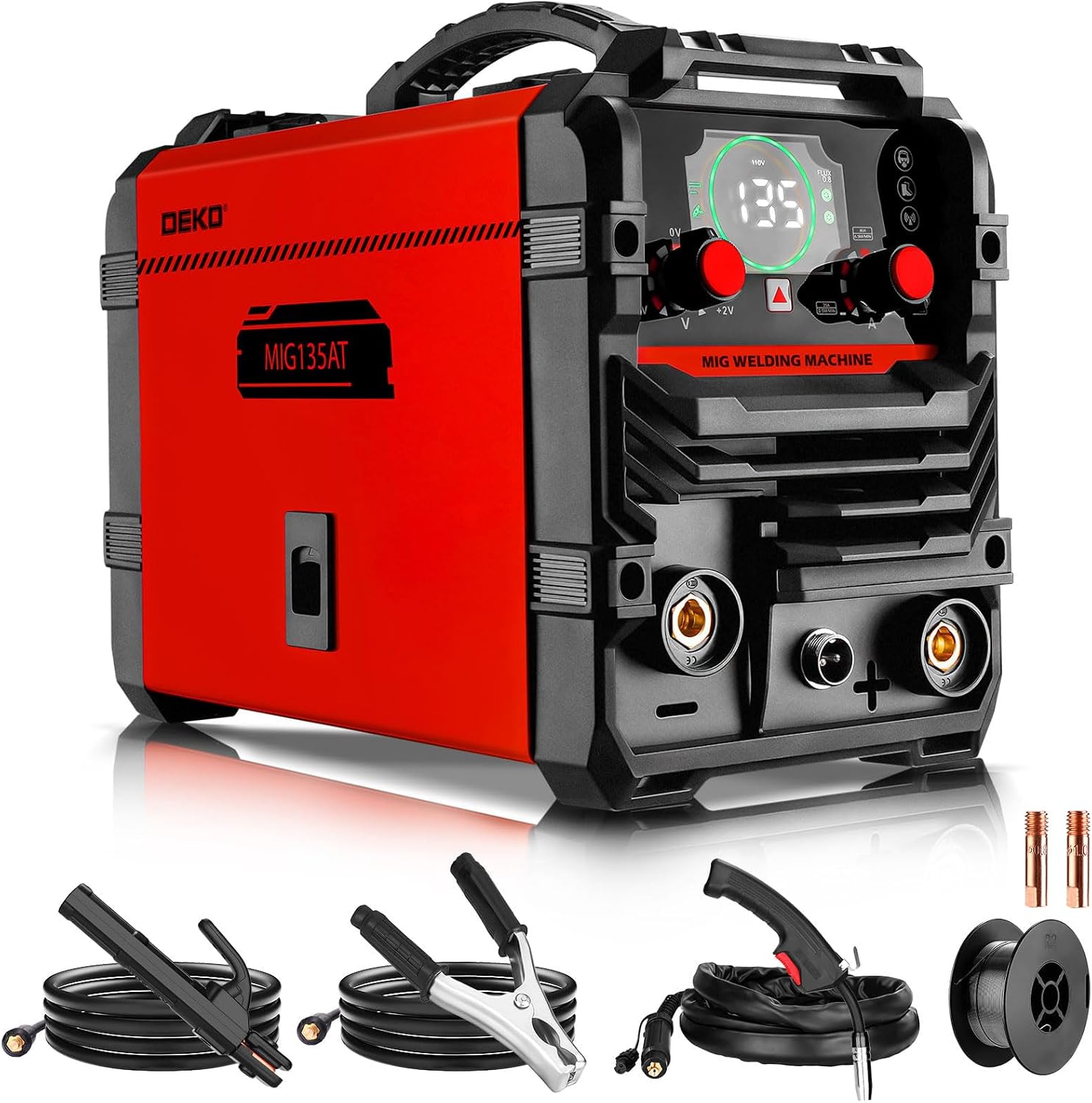 Detalle de DEKO 220V 135A 3-in-1 Saldatrice Inverter MIG/Stick/Lift TIG: compatta, versatile e adatta al fai da te