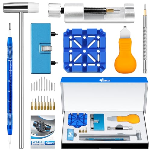 Detalle de JOREST Kit de Reparación para Relojes: Abridor de Fondos, Ajuste de Correa y Extractor de Pasadores