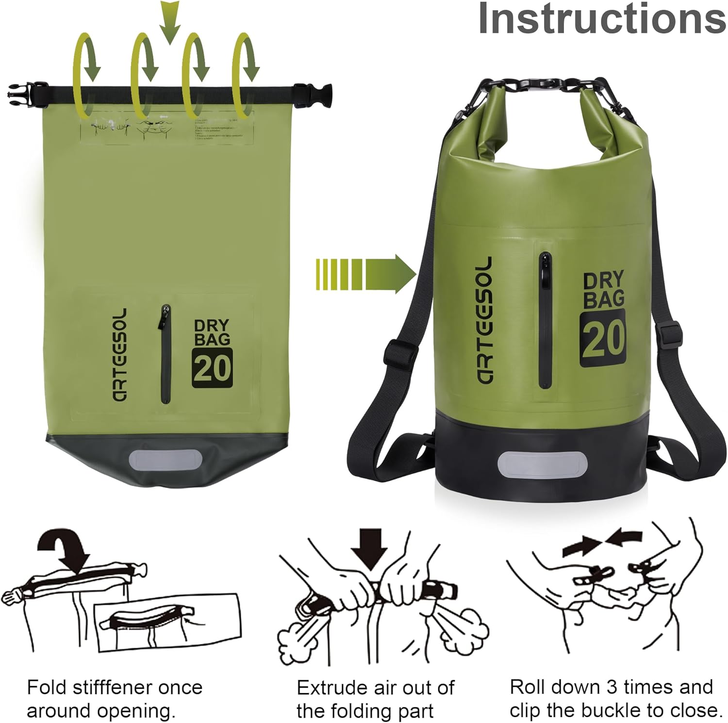 Detalle de Blackace arteesol 5L/10L/20L/30L: Borsa impermeabile versatile per kayak, barca e attività all’aperto
