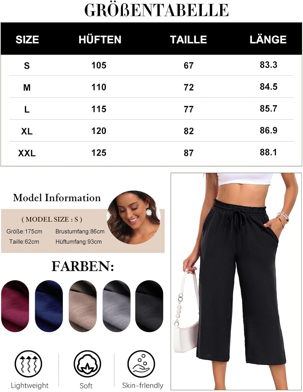Thumbnail 4 de Neineiwu Damen Hosen Palazzohose High Waist