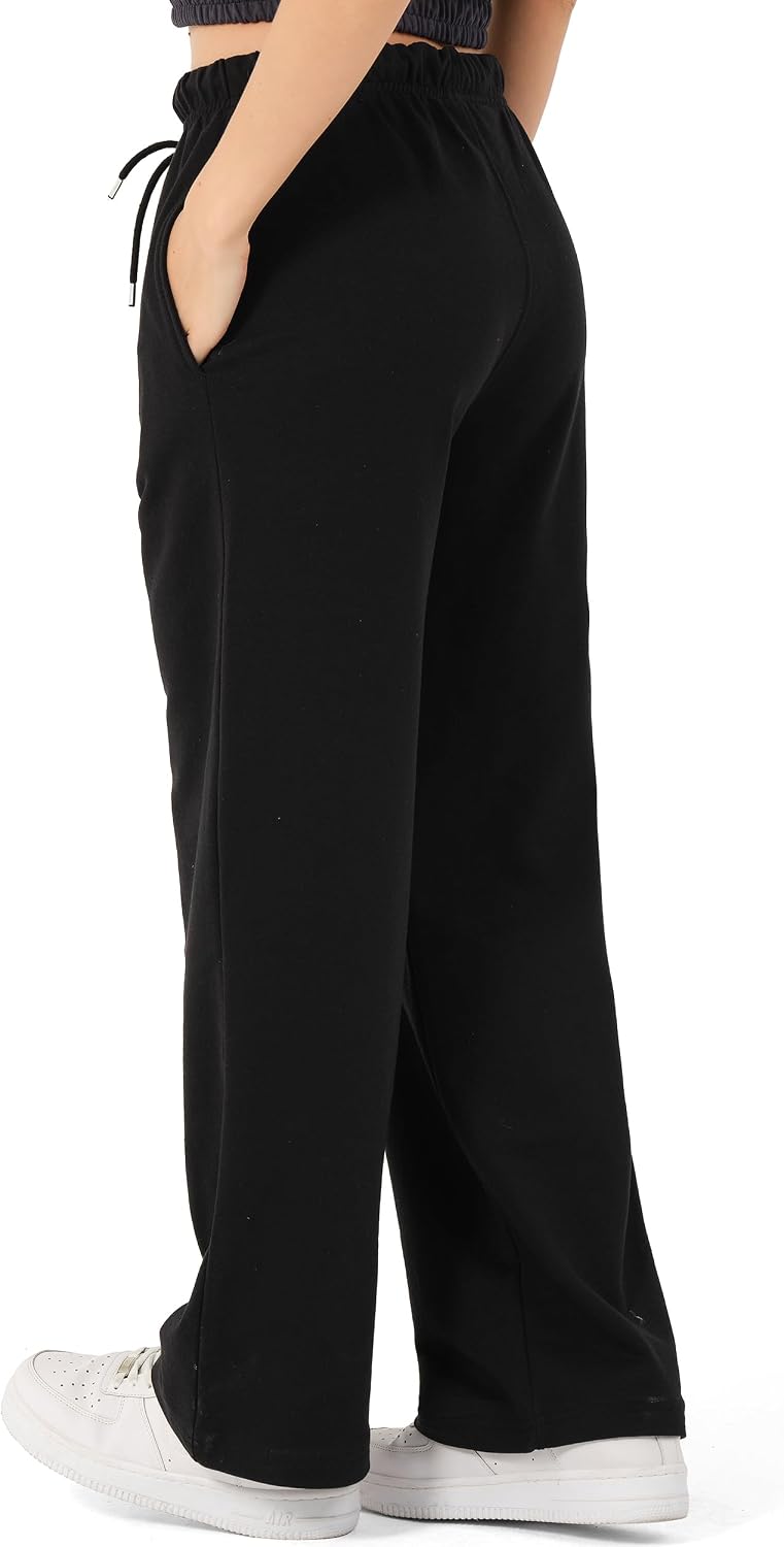 Detalle de ROSS CAMP joggingbroek voor dames van katoen met wijde pijpen en elastische taille
