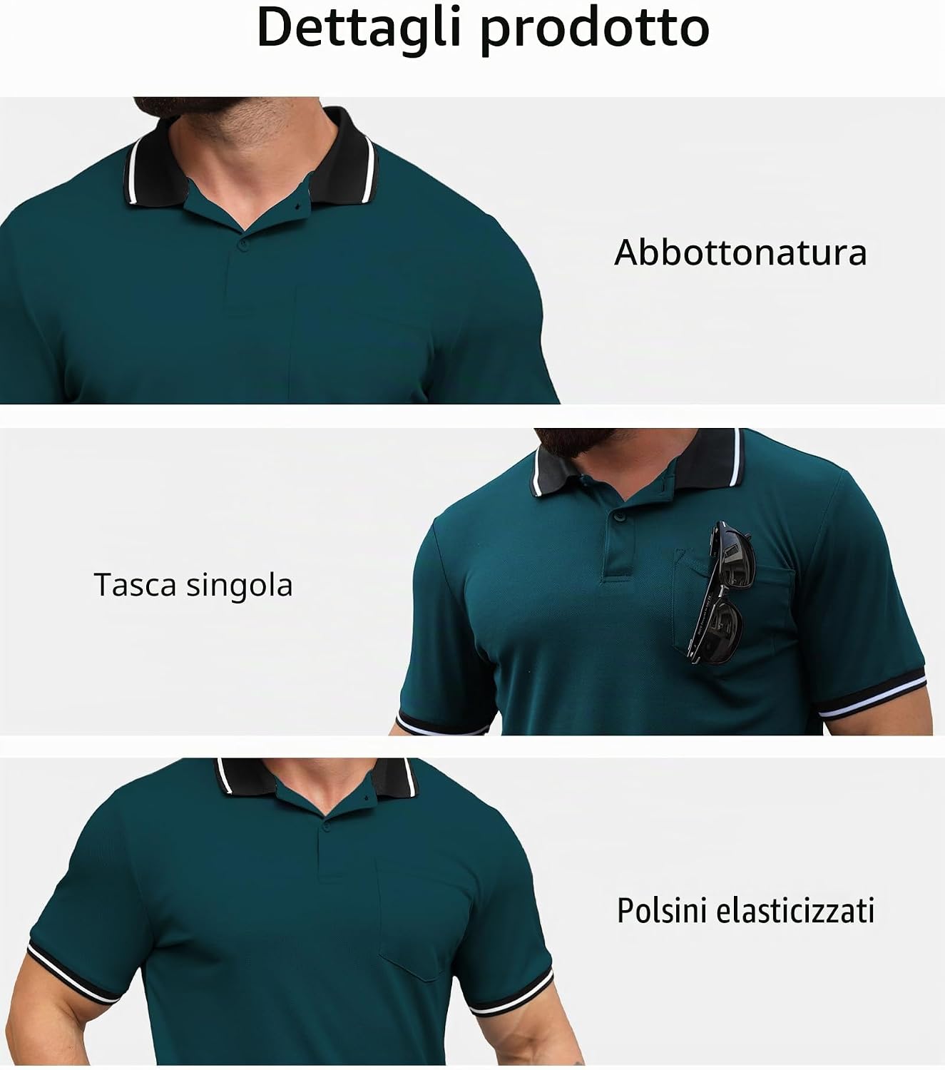 Detalle de SwissWell 3 Pezzi Polo Uomo Manica Corta Traspirante Estiva - Comfort e stile per golf e tempo libero