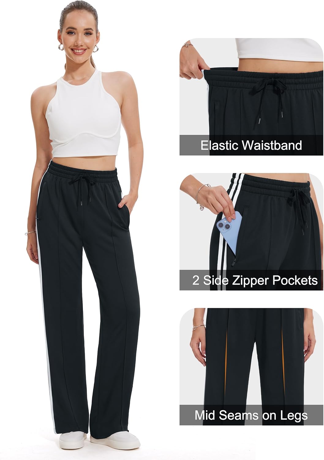 Thumbnail 3 de Tapata Women's Track Pants Inseam 28/30/32/34 Loose Straight Leg Joggers 🏃♀