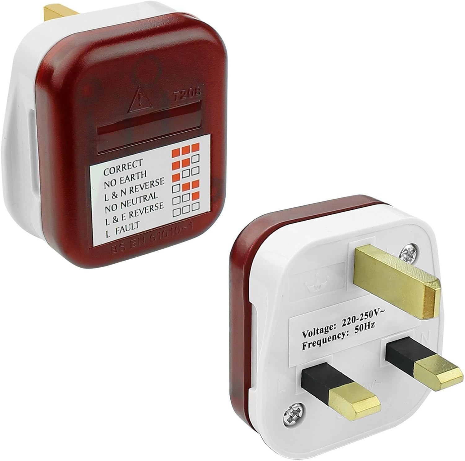Detalle de Invero UK 13A Mains Plug-In Socket Tester for Safety Checks