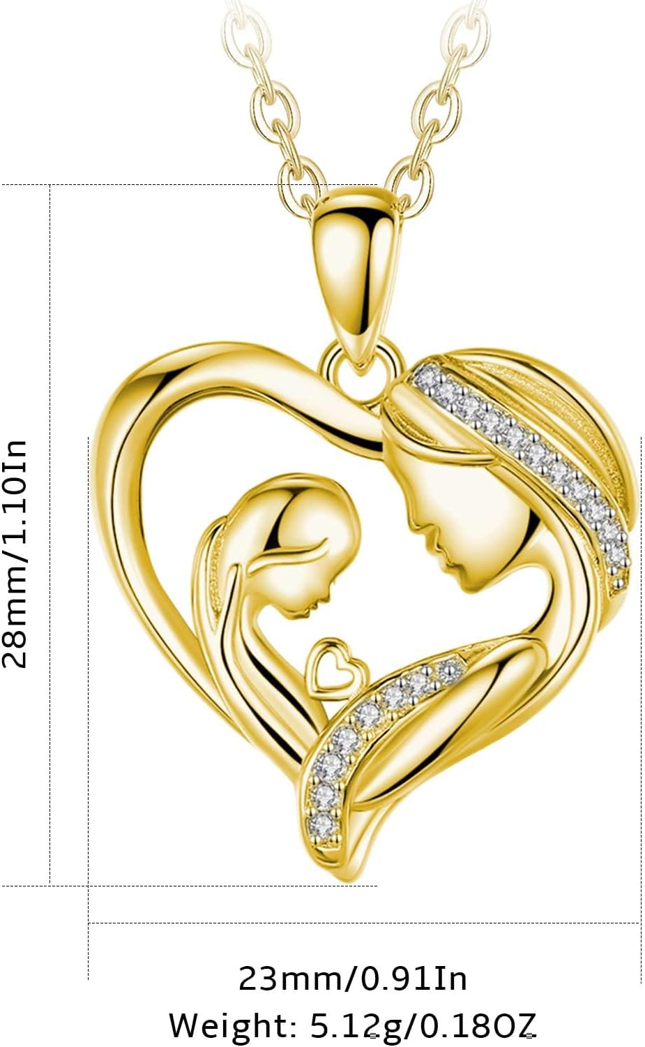 Thumbnail 5 de INFUSEU Herzform Halskette mit Mutter- und Kind-Anhänger – Sterlingsilber, liebevolles Geschenk für Mama
