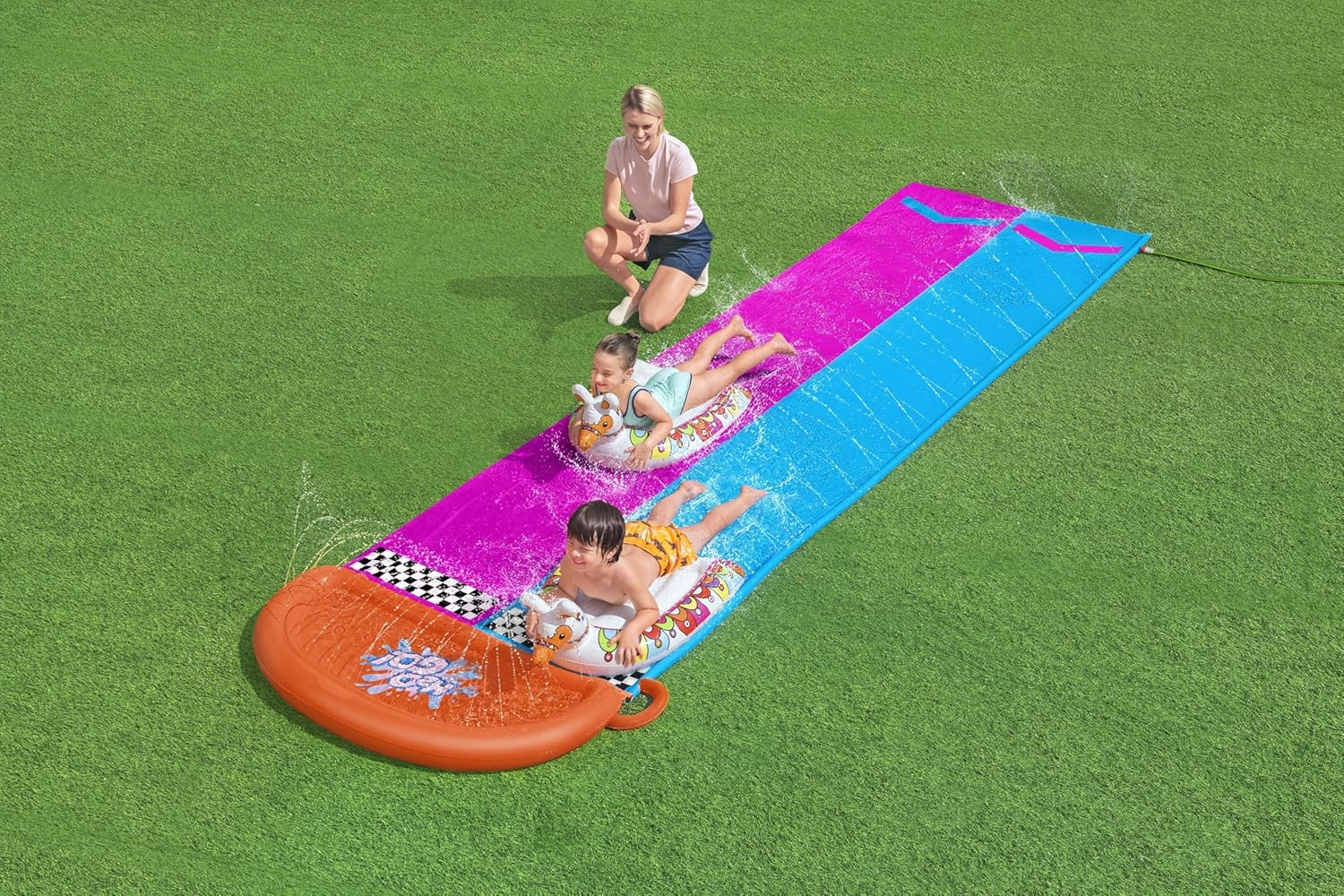 Detalle de Bestway H2OGO! 52320 Toboggan Aquatique 2 Places avec flotteurs et lames gonflables (487 x 138 cm)