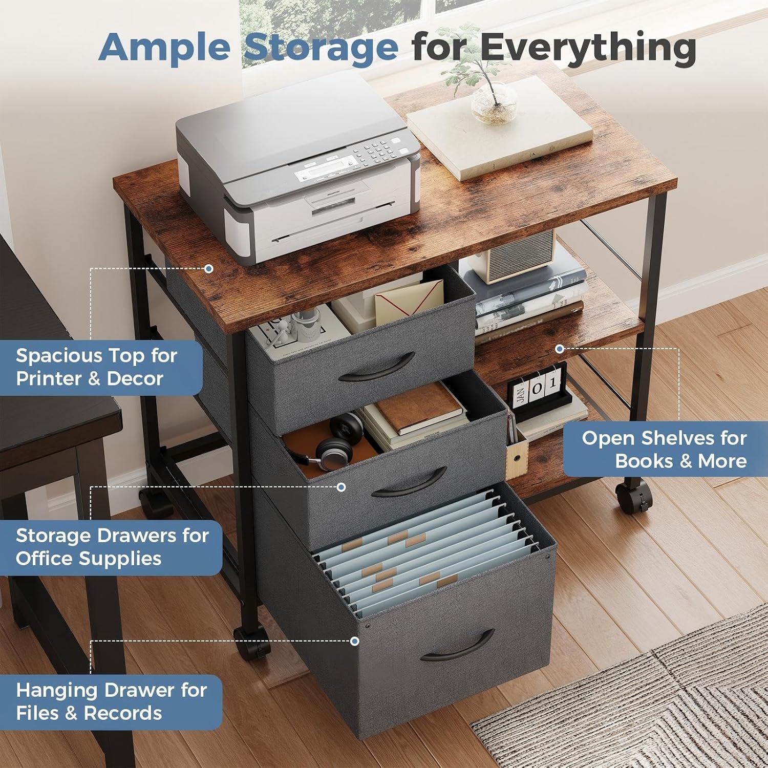 Thumbnail 3 de DUMOS Mobile File Cabinet, 3-Drawer