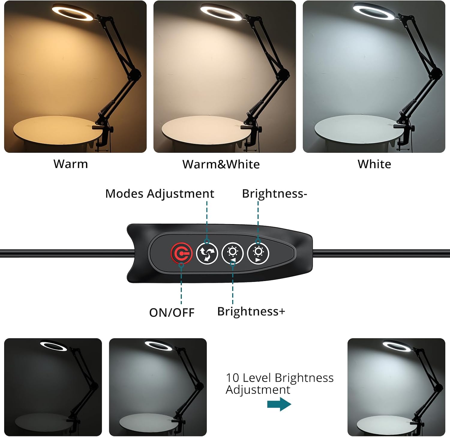 Detalle de YGiTK Magnifying Glass with Light: A Practical Desk Lamp Magnifier for Reading, Crafting and Repairs