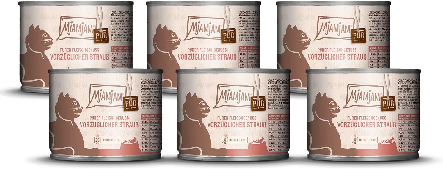 Detalle 2 de MjAMjAM Czysta mięsna przyjemność – mokra karma ze strusiem, 6 × 400 g